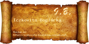 Iczkovits Boglárka névjegykártya